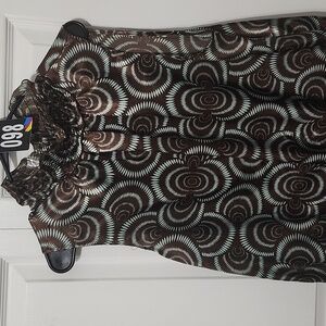 #98 Ladies Chocolate and Blue Blouse